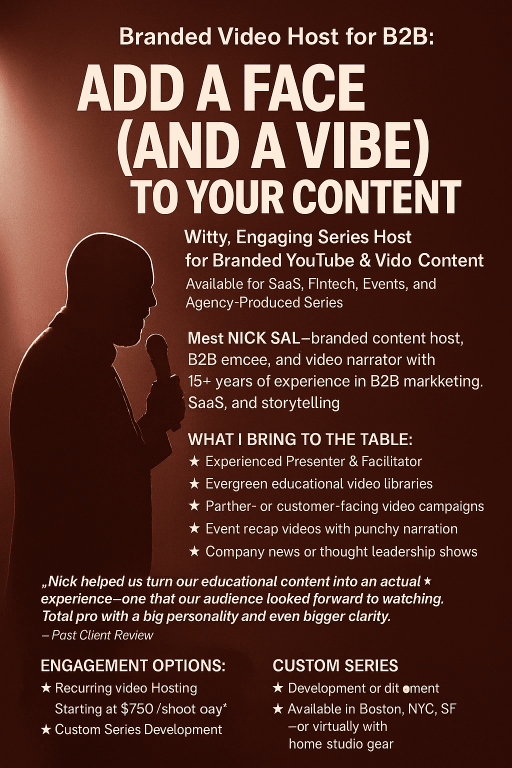 Hire Nick Sal to Professional Emcee Your Next Virtual Event/Fundraiser