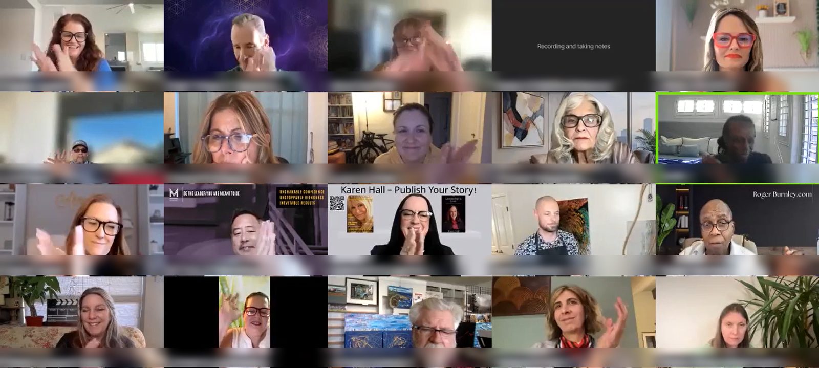 Attendees applauding together on Zoom at a past Billion Dollar Impact Party